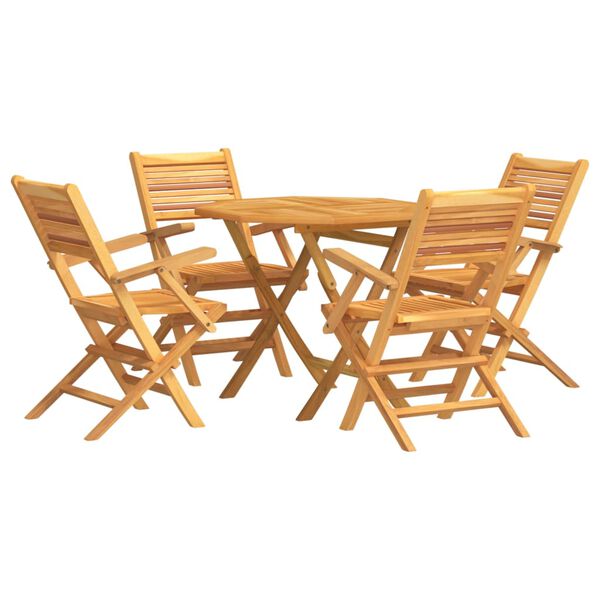 vidaXL Garden Dining Set Teak Solid teak wood Small Foldable