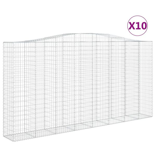 vidaXL Gabion Basket Set of 10 Silver Galvanized Iron Large