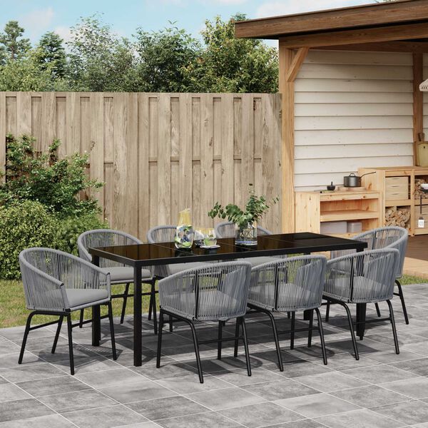 vidaXL Garden Dining Set 9 pcs Anthracite Powder-Coated Steel