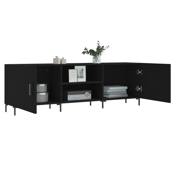 vidaXL TV Cabinet Black Engineered wood 59.1 x 11.8 x 19.7 in TV Cabinet