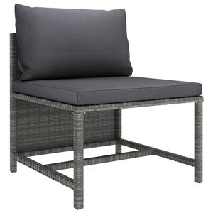 vidaXL Middle Sofa Grey PE rattan, steel, fabric (100% polyester) One Size
