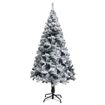 vidaXL Artificial Christmas Tree with LEDs&Flocked Snow Green 82.7"