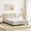 vidaXL Bed Frame Cream Polyester, Metal, Solid Pine Wood, Plywood Full