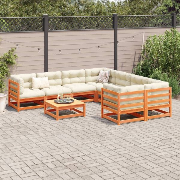 vidaXL Garden Sofa Set Wax brown, cream white