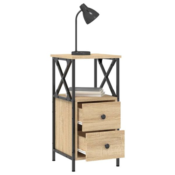 vidaXL Bedside Cabinet Sonoma Oak Engineered Wood Compact