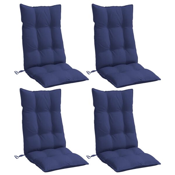 vidaXL Highback Chair Cushion Set of 4 Navy Blue