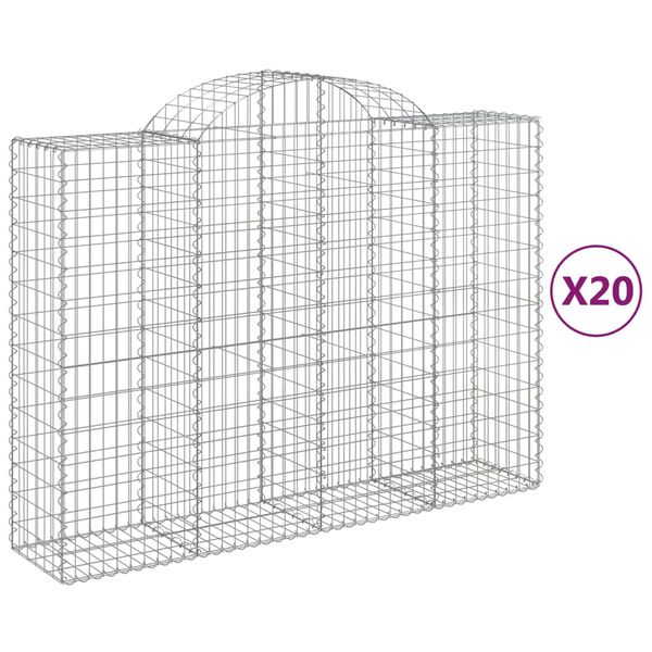 vidaXL Gabion Basket Set of 20 Silver Galvanized iron Large