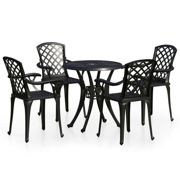 vidaXL Bistro Set Black Cast aluminum Medium Decorative Details