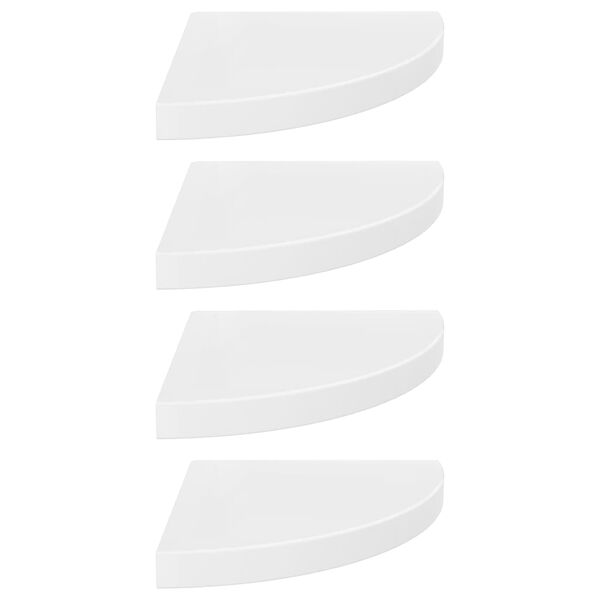 vidaXL Corner Shelf Set of 4 High gloss white Honeycomb MDF, metal