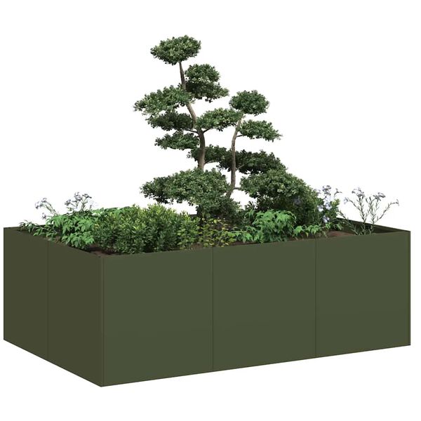 vidaXL Planter Olive Green Cold-rolled steel Large Durable Planter