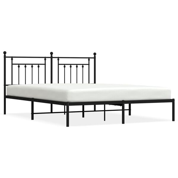 vidaXL Bed Frame Black Steel Super King Bed Frame Rectangular