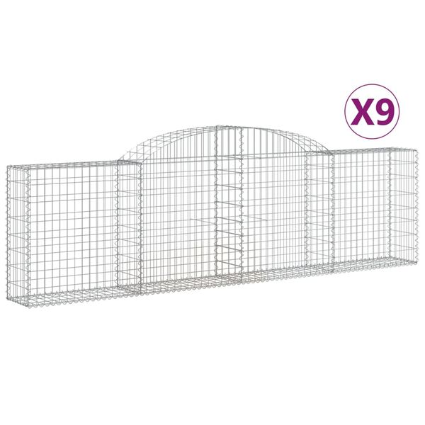vidaXL Gabion Basket Set of 9 Silver Galvanized Iron