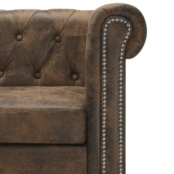 vidaXL Sofa Brown Faux leather, Wood Large