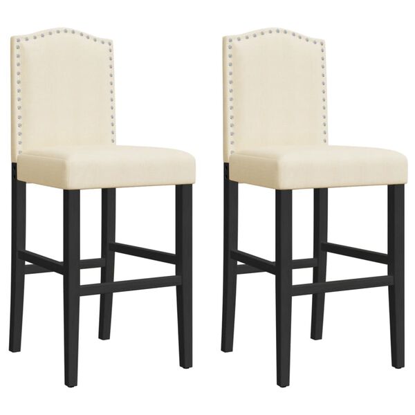 vidaXL Bar Chair Cream and black Solid rubber wood, fabric (100% polyester)