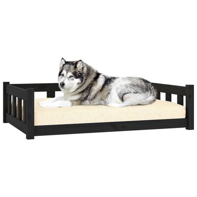 vidaXL Dog Bed Black 41.5"x29.7"x11" Solid Wood Pine
