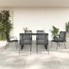 vidaXL Garden Dining Set Black, Anthracite Steel, Textilene, Tempered Glass