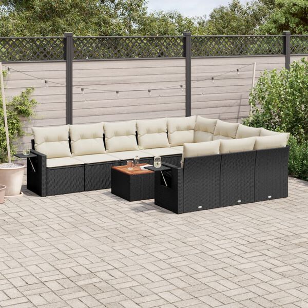 vidaXL Garden Sofa Set Black, Cream White