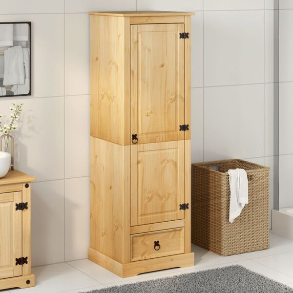 vidaXL Wardrobe Honey Solid pine wood, engineered wood, metal Single