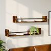 vidaXL Wall Shelf Set of 2 Smoked oak Engineered wood, steel Wall Shelf