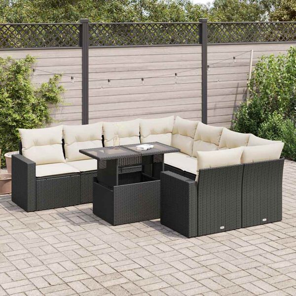 vidaXL Garden Sofa Set Black, Cream White