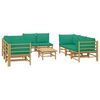 vidaXL Garden Lounge Set Natural bamboo, Green cushions Bamboo, polyester