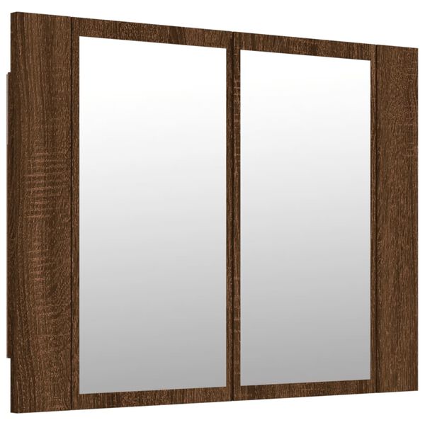 vidaXL LED Mirror Cabinet Brown oak Engineered wood Medium