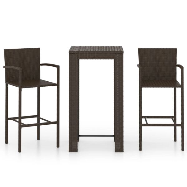 vidaXL Garden Bar Set Brown PE rattan, powder-coated steel Medium