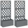 vidaXL Trellis Planter Set of 2 Grey Wood plastic composite Large