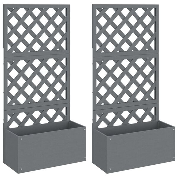 vidaXL Trellis Planter Set of 2 Grey Wood plastic composite Large