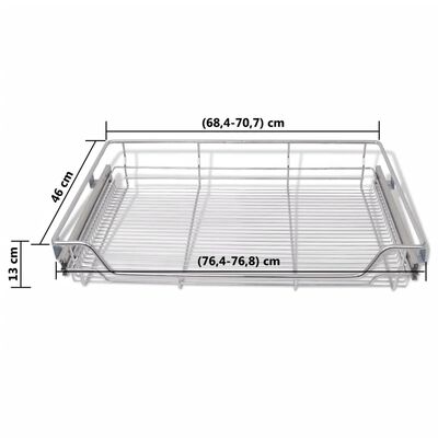 vidaXL Pull-Out Wire Baskets 2 pcs Silver 31.5"