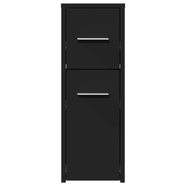 vidaXL Narrow Bathroom Cupboard Black Engineered wood Slim Rollable