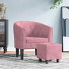 vidaXL Tub Chair Pink Velvet (100% polyester), pinewood, plywood, plastic