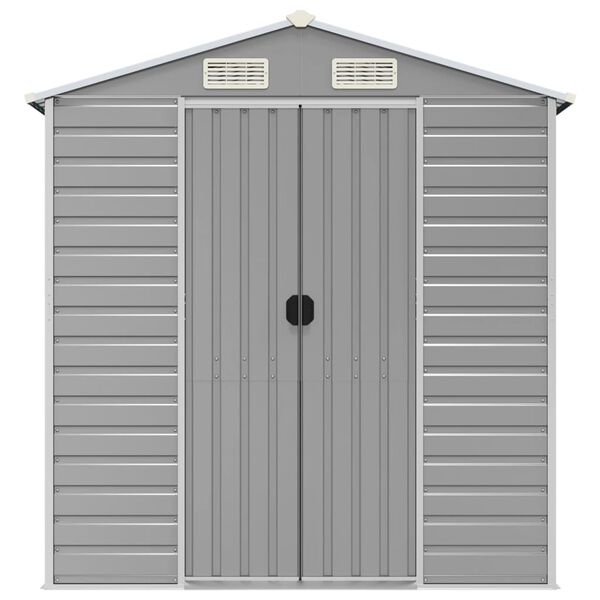 vidaXL Garden Shed Light Grey Galvanized Steel Large Garden Shed