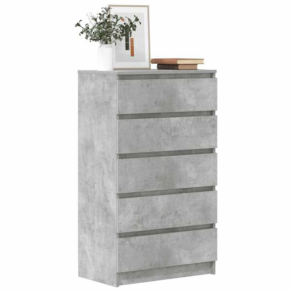 vidaXL Drawer Cabinet Concrete Gray Engineered Wood 23.6 x 14.2 x 40.6 in