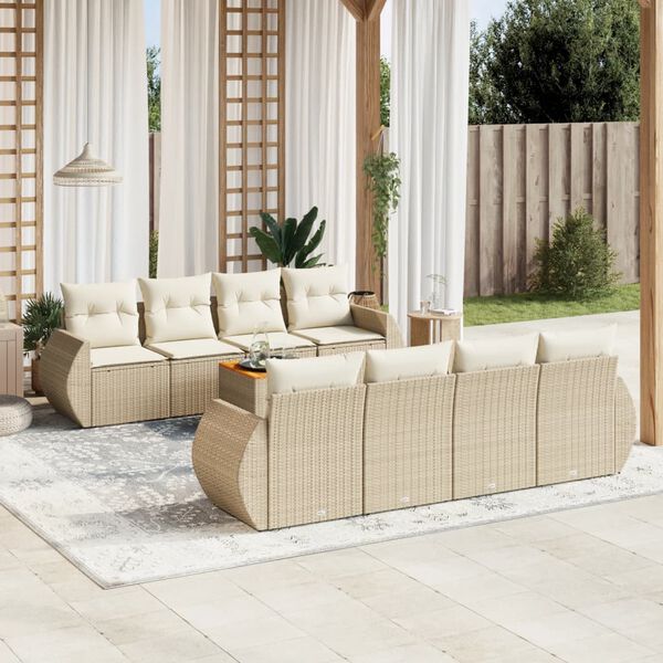 vidaXL Garden Sofa Set Beige PE rattan Large Modular Garden Sofa Set