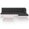 vidaXL Garden Lounge Set White Solid pinewood, fabric (100% polyester)