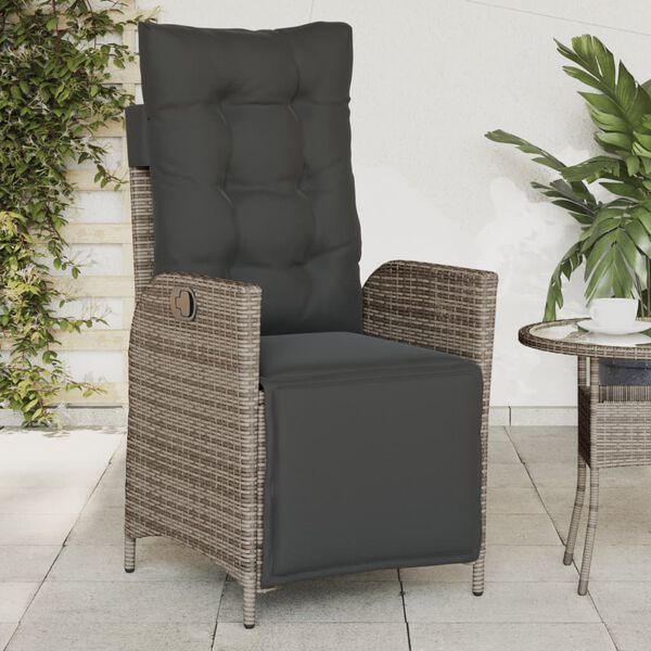 vidaXL Reclining Garden Chair Set of 2 Grey PE rattan Standard
