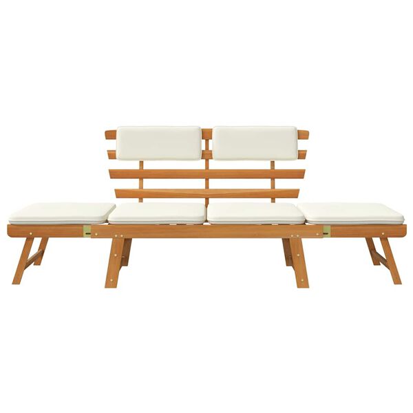 vidaXL Outdoor Sun Bed Light Brown and Cream Solid Acacia Wood Standard