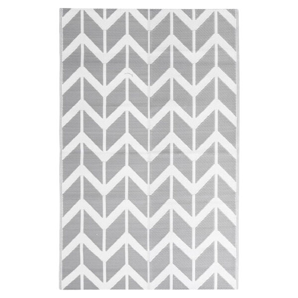 vidaXL Outdoor Rug Grey Polypropylene 63 x 90.6 in Decorative Inlays