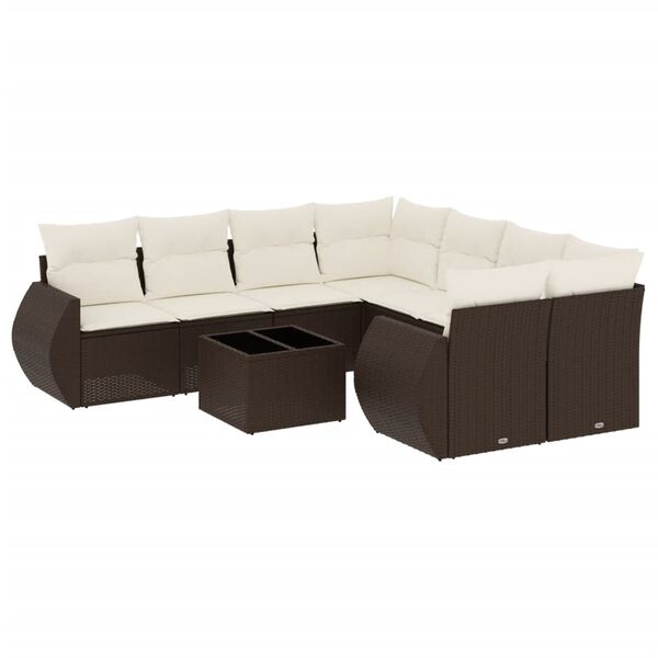 vidaXL Garden Sofa Set Brown, Cream White