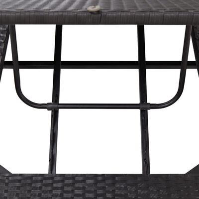 vidaXL Sunbed with Cushion Black Poly Rattan