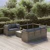 vidaXL Garden Lounge Set Grey PE rattan, powder-coated steel, polyester, PVC