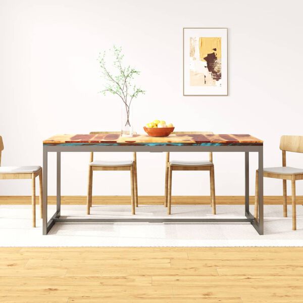 vidaXL Dining Table Brown and Black Acacia Wood and Powder-Coated Steel