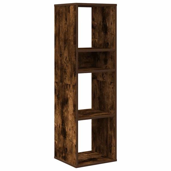 vidaXL Book Cabinet Smoked Oak Engineered Wood 13.4 x 12.2 x 44.1 in