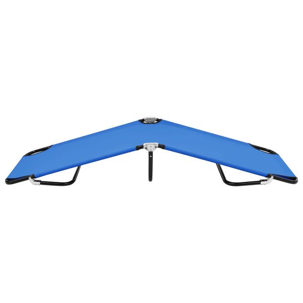 vidaXL Sun Lounger Blue Steel frame and polyester fabric Standard Size