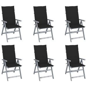 vidaXL Garden Chair Set of 6 Grey Solid acacia wood Medium Foldable