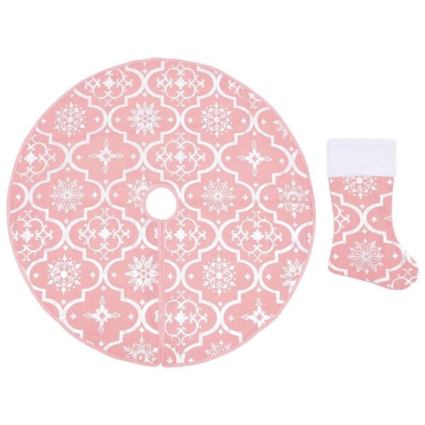 vidaXL Christmas Tree Skirt Pink 100% polyester Luxury Size Foldable