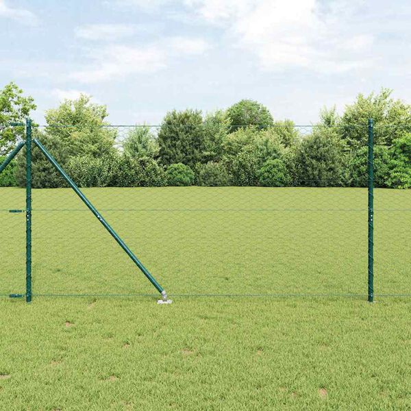 vidaXL Fence Post Green 164.04 x 4.59 ft (1.42 in mesh) Steel and PVC