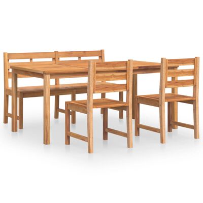 vidaXL 4 Piece Patio Dining Set Solid Wood Teak