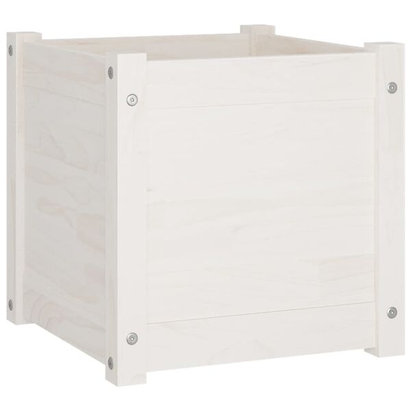 vidaXL Planter White Solid pinewood 15.7 x 15.7 x 15.7 in Planters